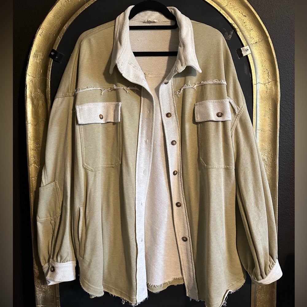 Olive Green Light Shacket brand “POL” from Willows- NEW